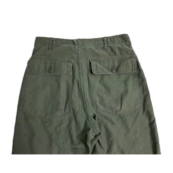 VINTAGE US Army Pants 32x29 Green OG 107 Trouser Cotton Sateen Button RARE - Picture 9 of 11